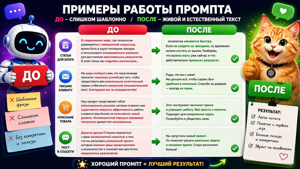 Примеры работы промпта