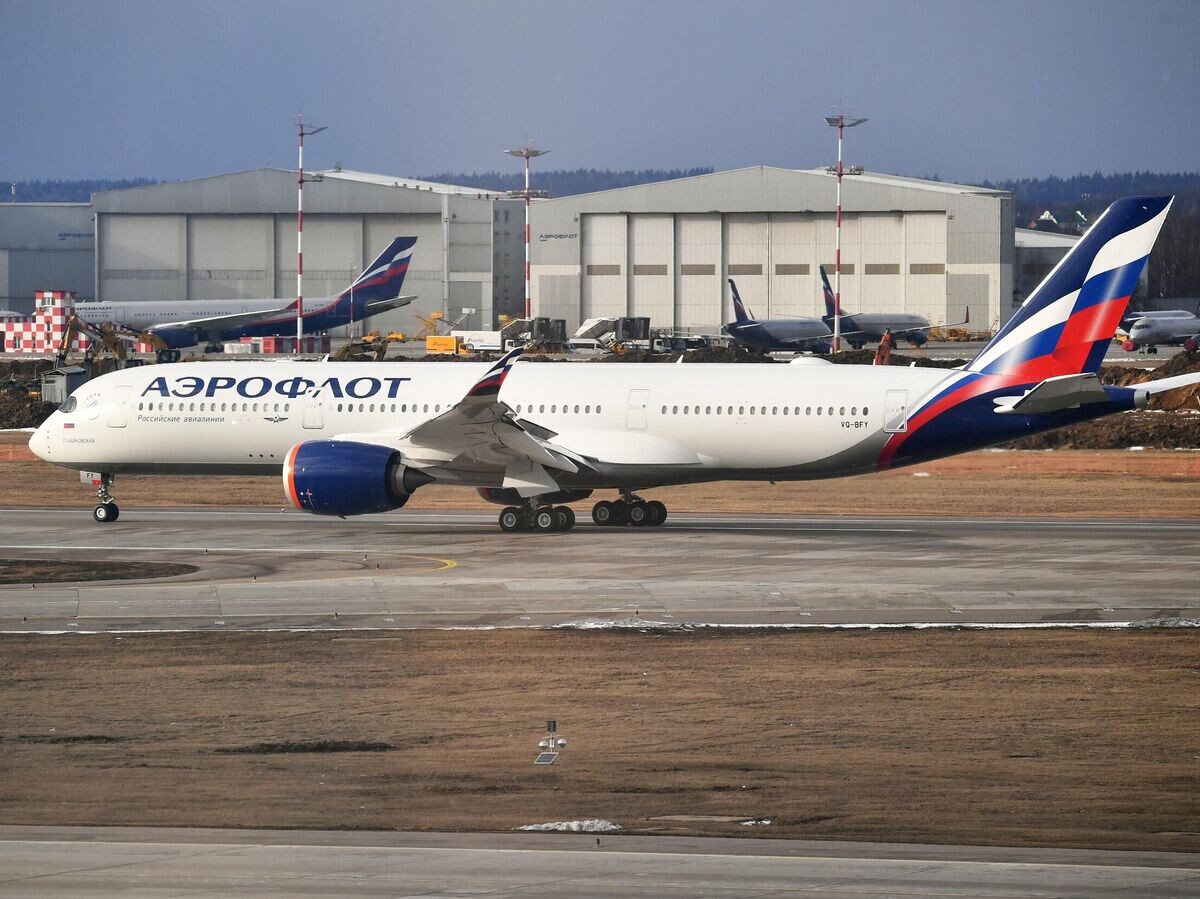    Дальнемагистральный широкофюзеляжный пассажирский самолет Airbus A350-900 авиакомпании "Аэрофлот" в международном аэропорту Шереметьево | © РИА Новости / Михаил Воскресенский