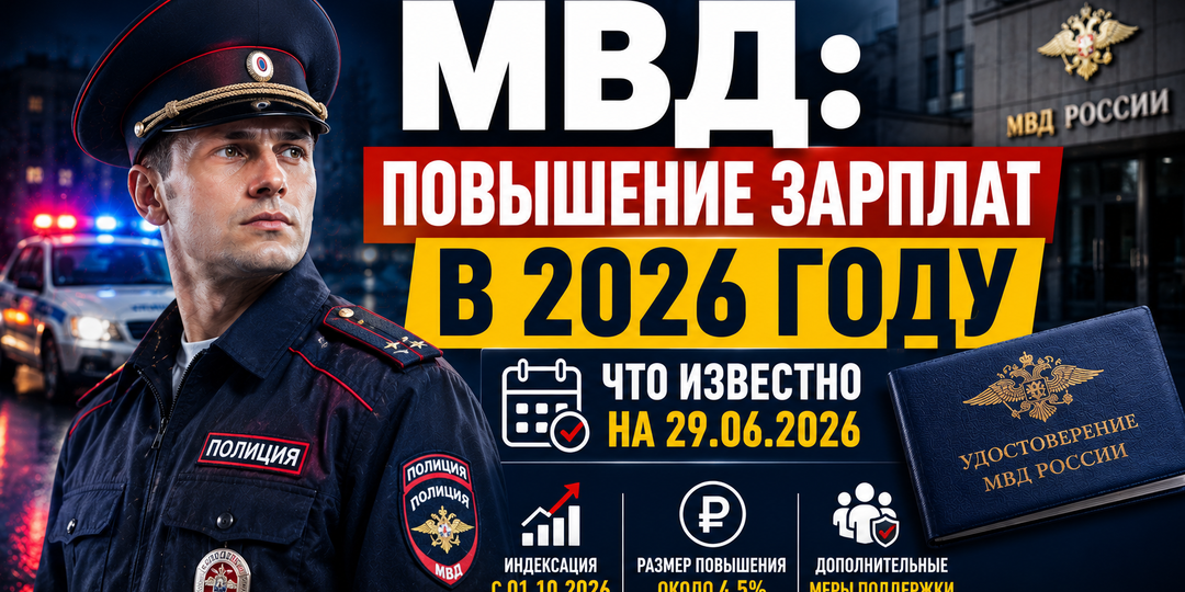 Повышение зарплаты сотрудникам МВД в 2026 году: что известно на 29 июня 2026 года