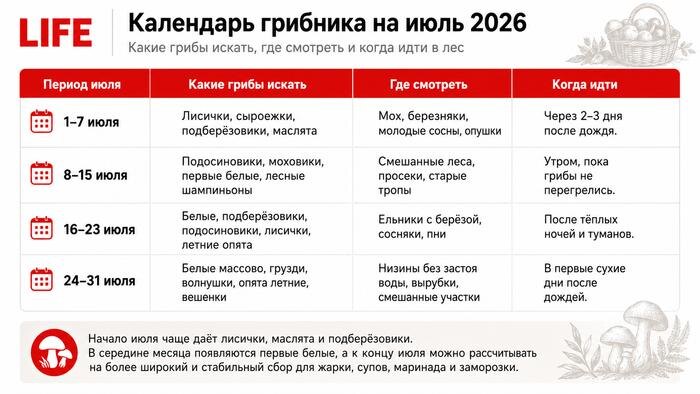 Календарь грибника на июль 2026: полный гид по тихой охоте во второй месяц лета 2026 года. Фото © ChatGPT / Софья Кузнецова