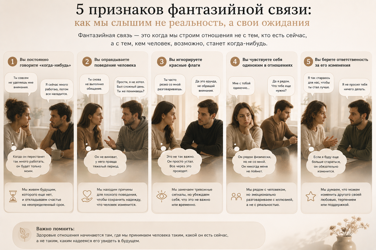 Если вы узнали себя в 3+ пунктах — вы живете в фантазийной связи