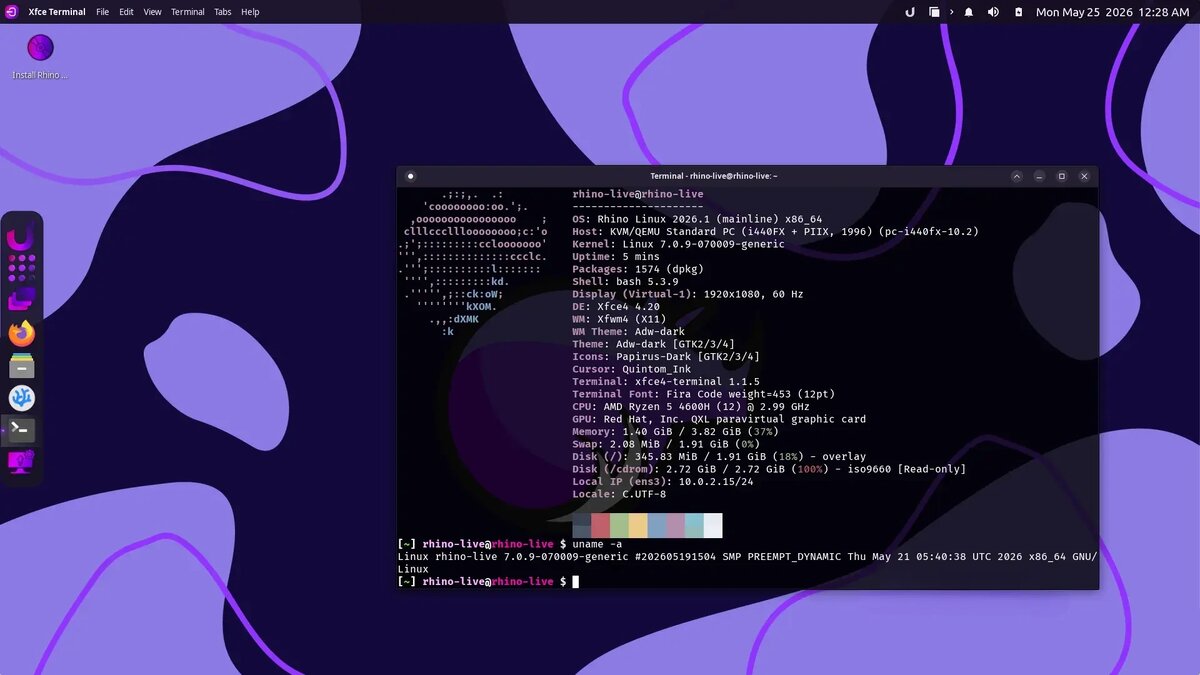 Мобильный интерфейс и ядро 7.0: Состоялся релиз Rhino Linux 2026.1
