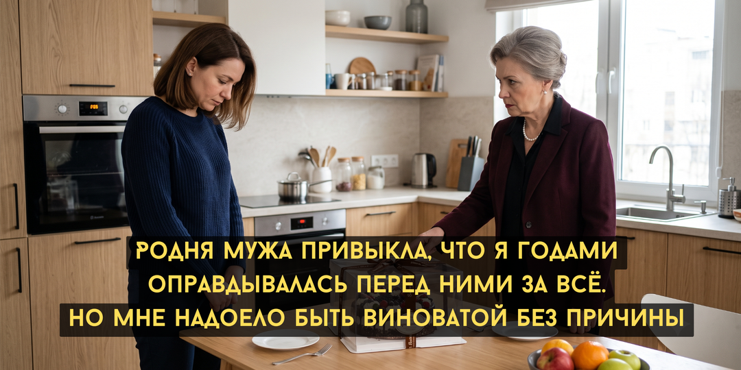 Родня мужа привыкла, что я годами оправдывалась перед ними за всё. Но мне надоело быть виноватой без причины