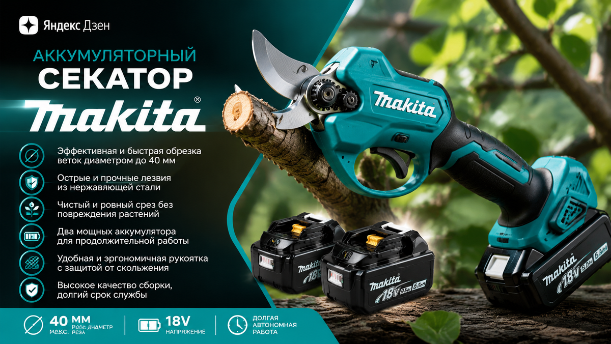Аккумуляторный секатор Makita