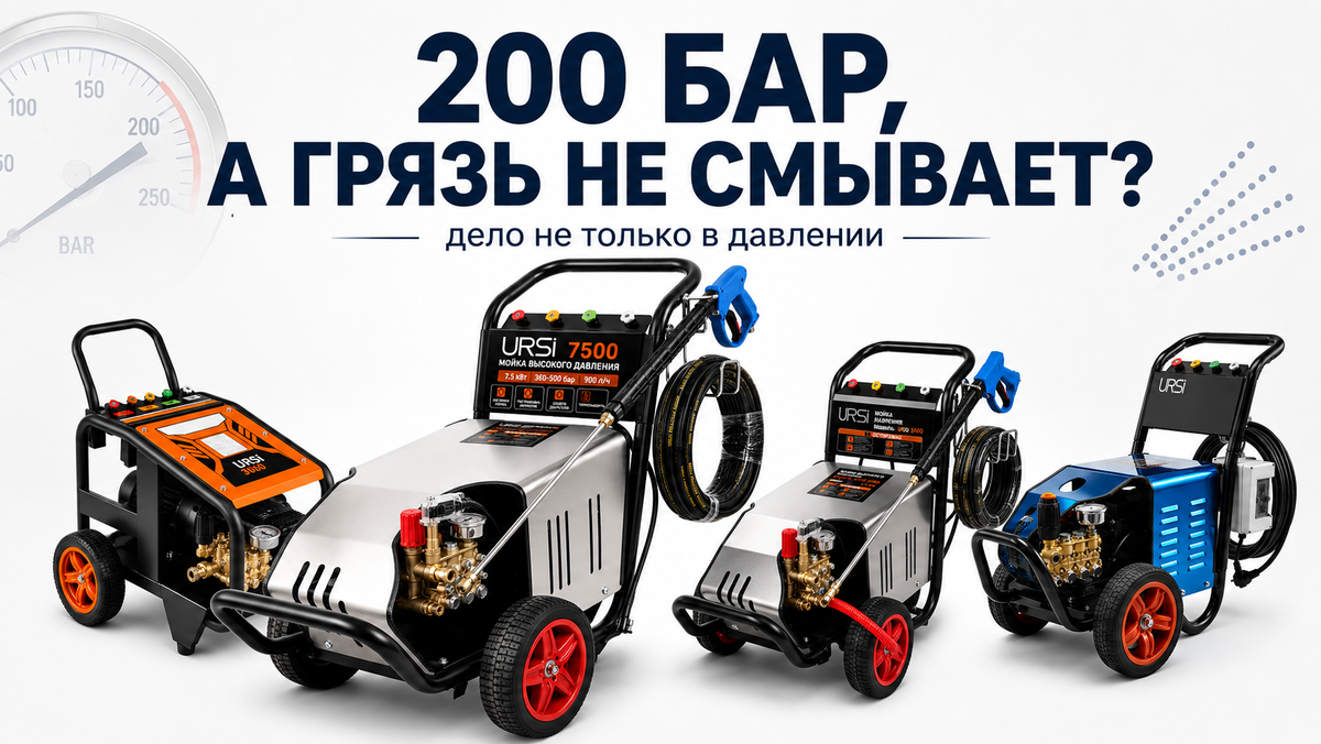 Почему мойка высокого давления с заявленными 200 бар может плохо смывать грязь. Разбираем, почему важны не только бары, но и расход воды, насадки, мощность двигателя, фильтр, подача воды и правильное подключение.