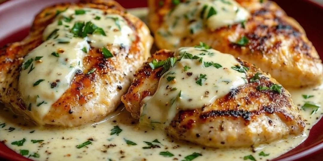 Нежное филе в ароматном соусе из сливок и чеснока