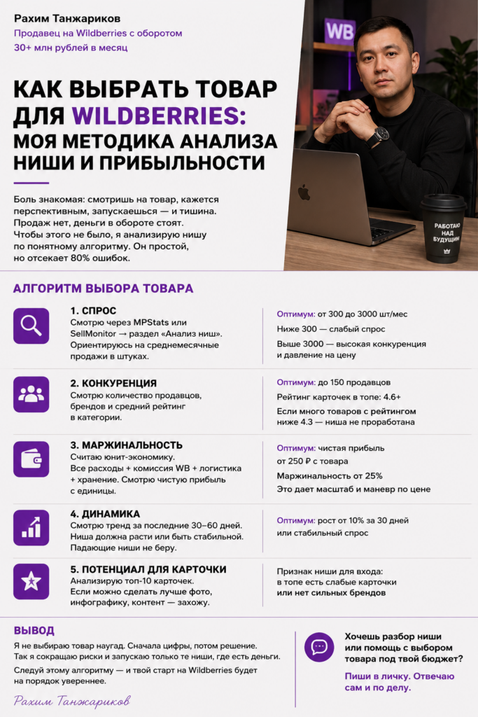    Как выбрать товар для Wildberries: пошаговая методика анализа ниши и прибыльности в 2026 году Рахим Танжариков