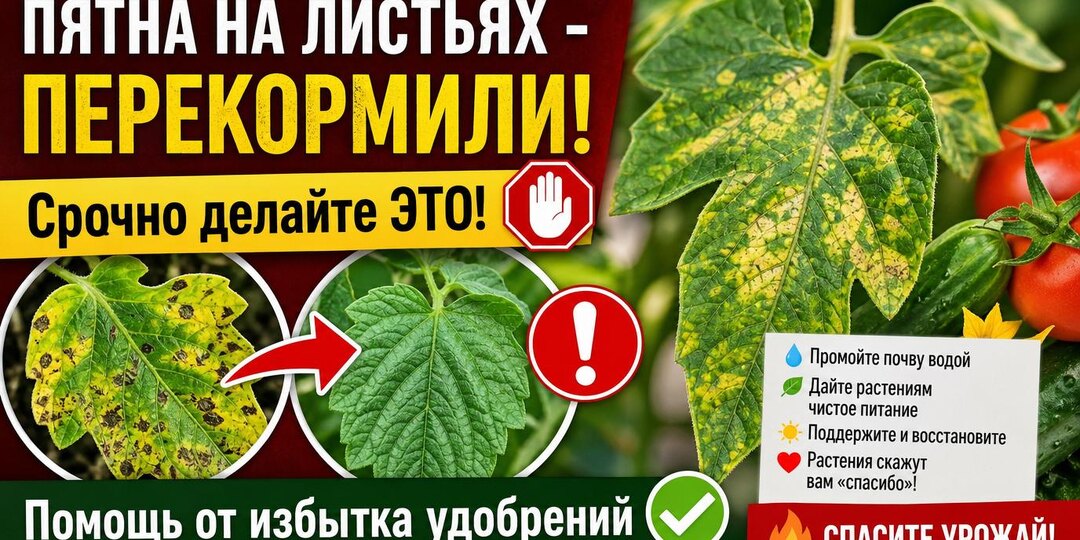 ПЯТНА НА ЛИСТЬЯХ - ПЕРЕКОРМИЛИ! 🍅🥒 Срочно делайте ЭТО! 🛑🔥 Помощь от избытка удобрений.