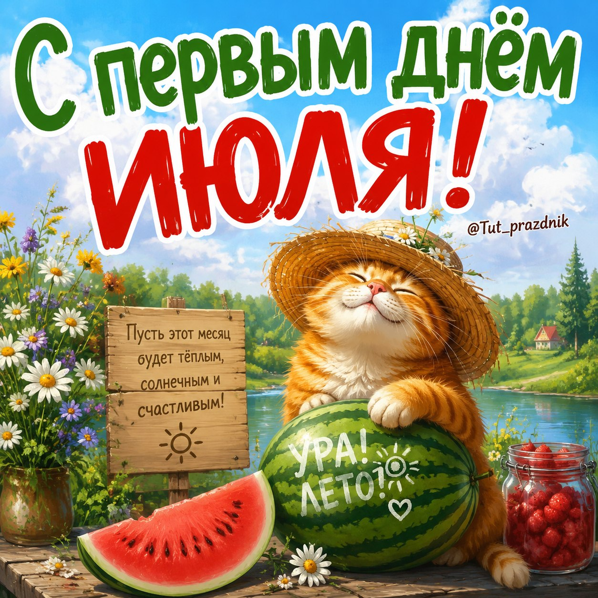 Прикольная открытка С первым днём июля