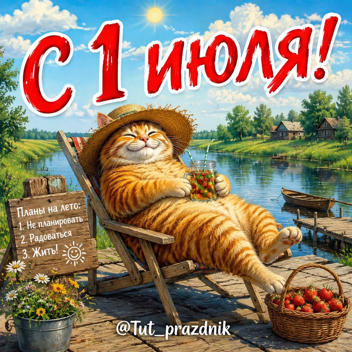Открытка С 1 июля!