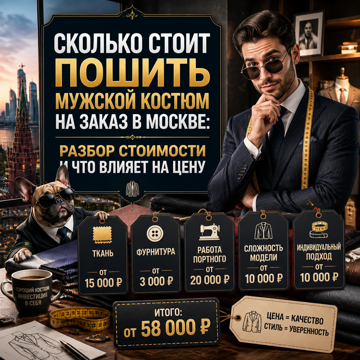 Сколько стоит пошить мужской костюм на заказ в Москве: разбор стоимости и что влияет на цену