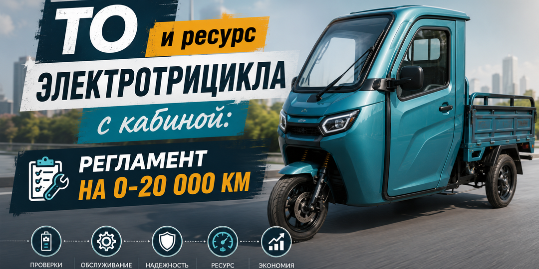 ТО и ресурс электротрицикла с кабиной: регламент на 0-20 000 км