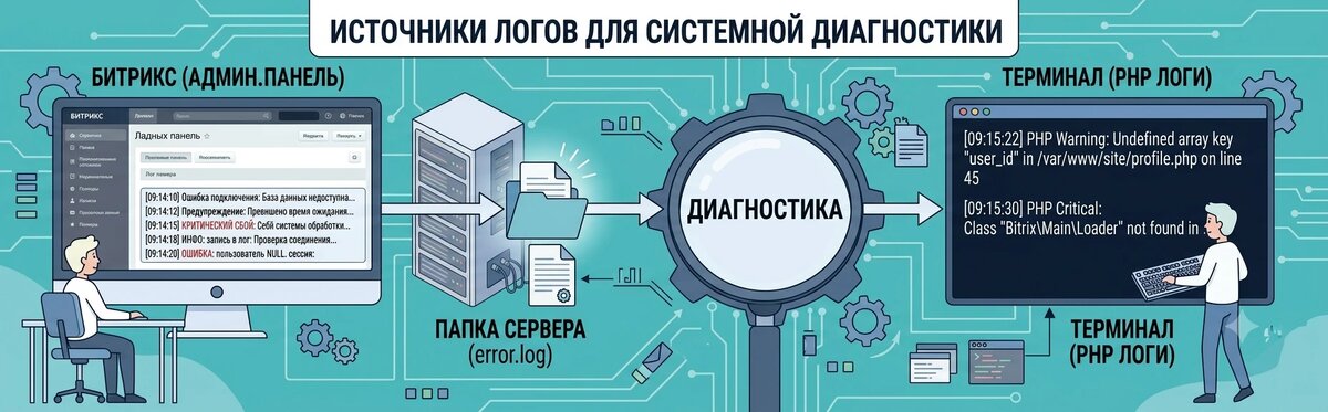 Где смотреть логи Битрикс: серверные файлы error.log и access.log