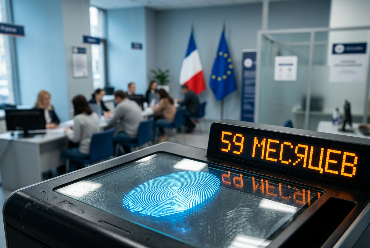 59 месяцев решают всё: срок действия биометрии для визы во Францию.  Сгенерировано с помощью нейросети/Новости без прикрас
