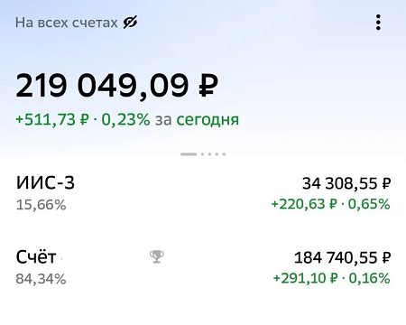 Суммарно сколько у меня сейчас вложений на бирже. Скрин автора