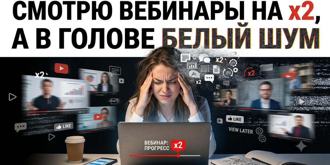 «Смотрю вебинары на х2, а в голове белый шум»: почему ускоренное обучение разрушает память и как начать по-настоящему усваивать информацию