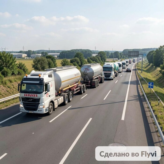 Картина, которую сегодня мечтает увидеть каждый забайкалец, проснувшись утром: колонна бензовозов, въезжающая в регион / изображение сгенерировано нейросетью  