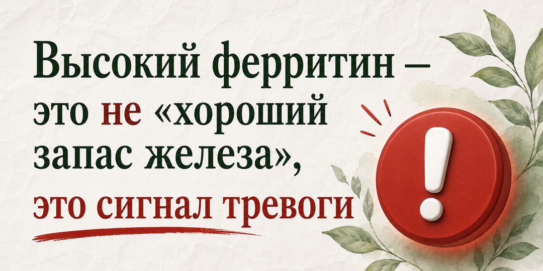 Высокий ферритин — это не «хороший запас железа», это сигнал тревоги