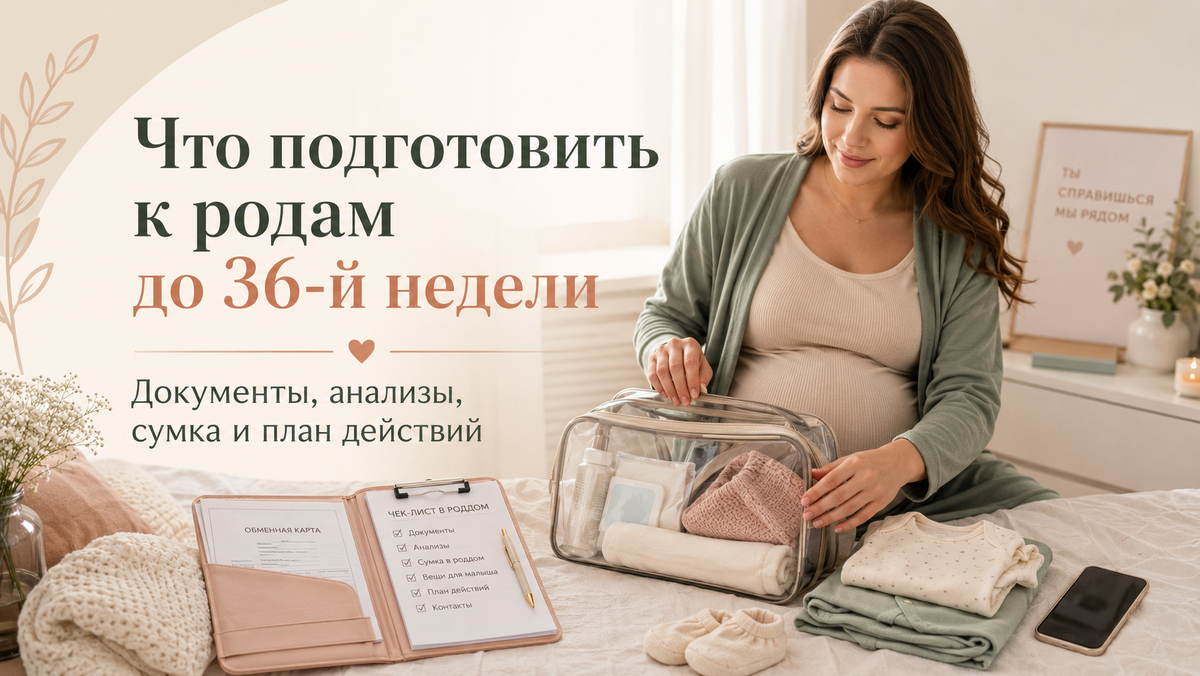 Беременная женщина собирает сумку в роддом и проверяет документы и план действий перед родами
