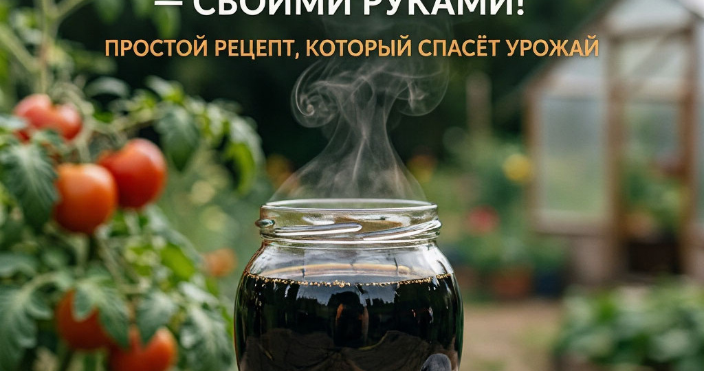Нарисуй обложку для публикации на Дзене. В центре — стеклянная банка с тёмно‑чёрным раствором, из неё слегка поднимается лёгкий пар. Рядом н