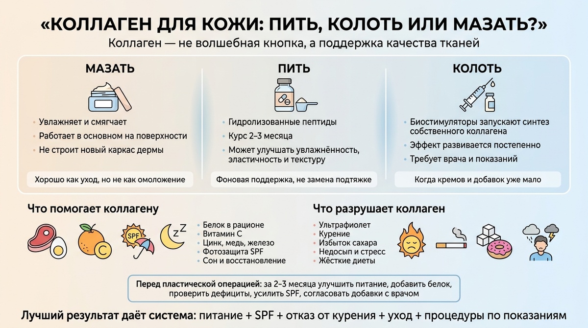 Коллаген для кожи: пить, колоть или мазать 