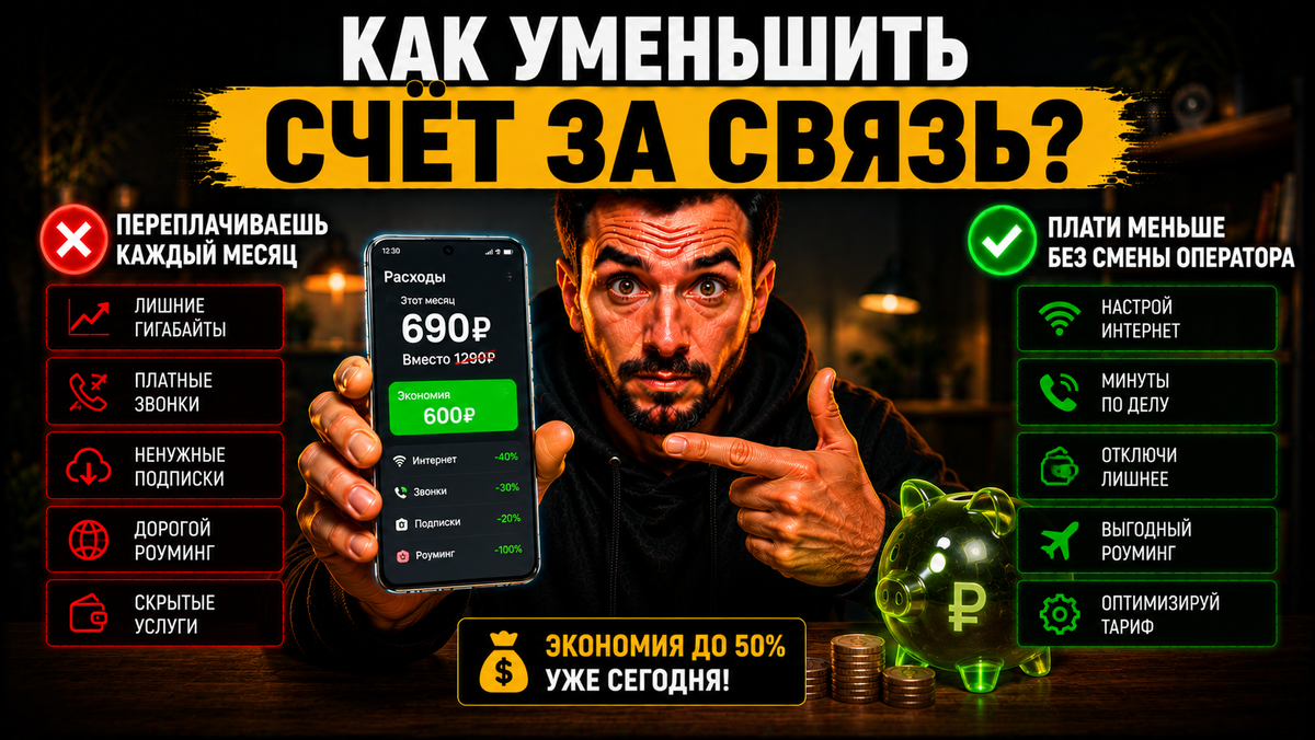 Как платить меньше за мобильную связь без смены номера — проверка услуг, подбор адекватного пакета минут и гигабайтов.