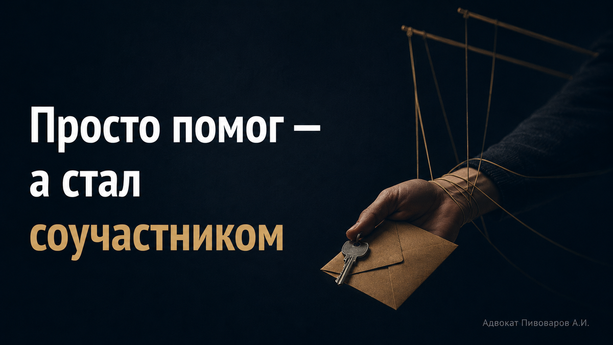 Человек всего лишь подвёз знакомого, передал пакет или дал свою карту — а оказался фигурантом по чужому преступлению, наравне с тем, кто всё задумал. Разбираю со стороны следствия, где заканчивается «просто помощь» и начинается статья, и что решает, посадят вас или нет.