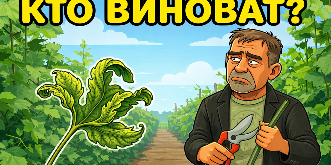 🍇 Что творится с виноградом? Покрутило листья! Кто виноват и что делать?