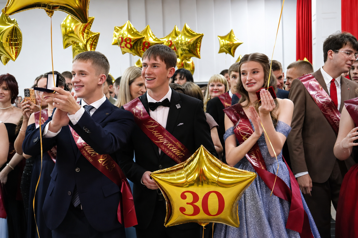 Выпускники СОШ № 30 Вадим Сытник, Арсений Скоробогатов и Дарья Клюйко окончили школу 
с медалями.
