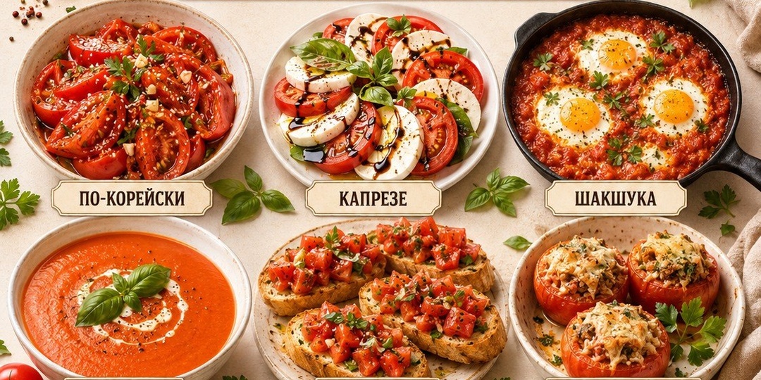 🍅 Когда не знаете, что приготовить из помидоров: большая шпаргалка по 9 лучшим рецептам
