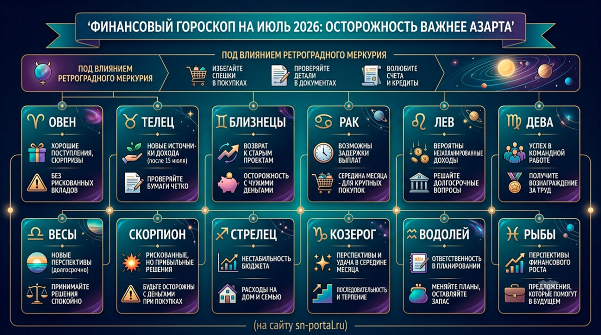 Где подстелить соломку: финансовый гороскоп на июль 2026 года для всех знаков зодиака Дмитрий Петров📷
