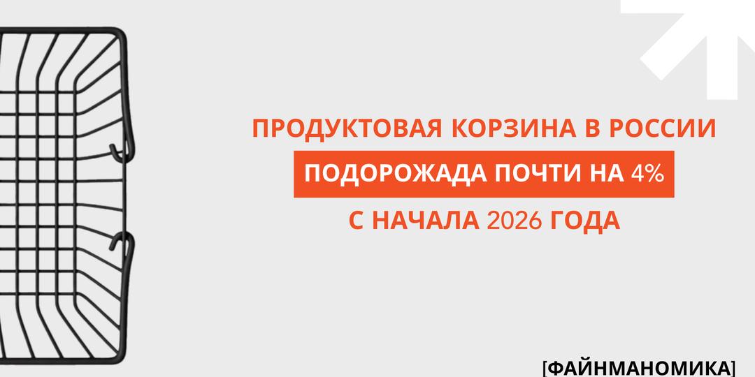 Продуктовая корзина в РФ подорожала почти на 4% с начала 2026 года
