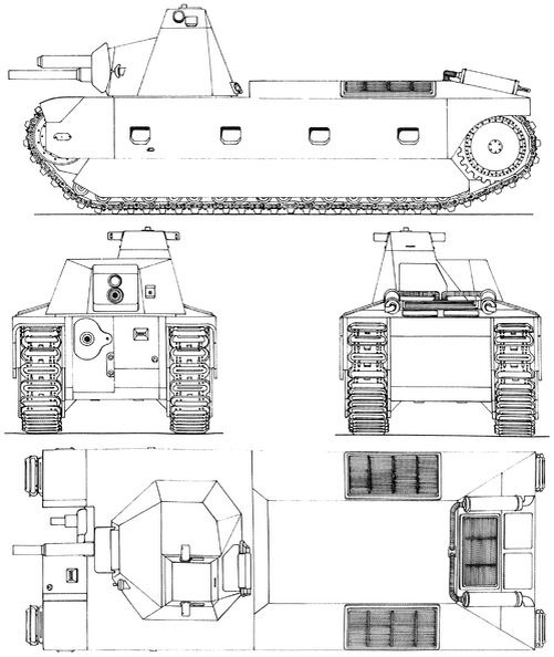 Чертёж-схема тяжёлого танка FCM F4 в модификации А. Изображение с сайта https://tanks-encyclopedia.com/