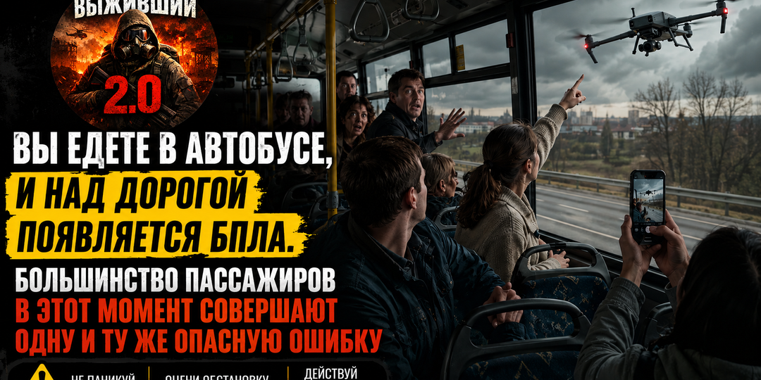 Вы едете в автобусе, и над дорогой появляется БПЛА. Большинство пассажиров в этот момент совершают одну и ту же опасную ошибку