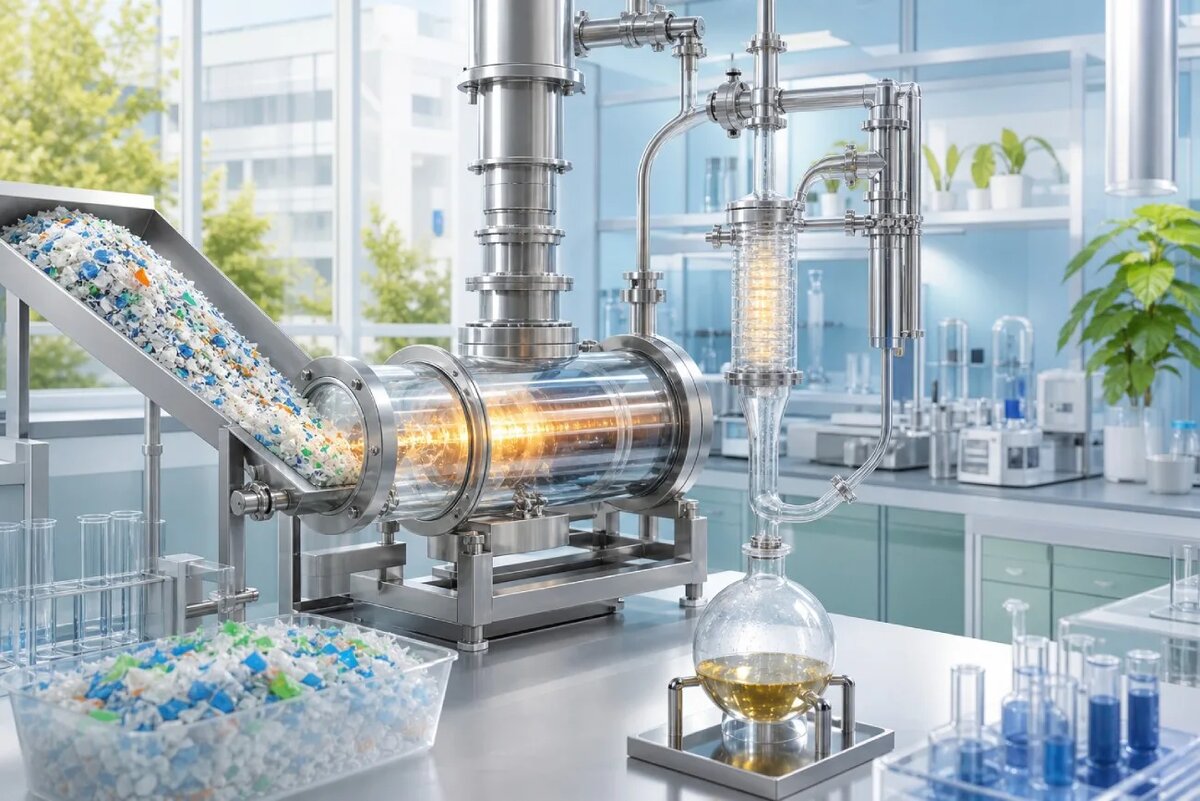    Пиролиз пластиковых отходов: из полипропилена выделяется бензиновая фракция для дальнейшей переработки