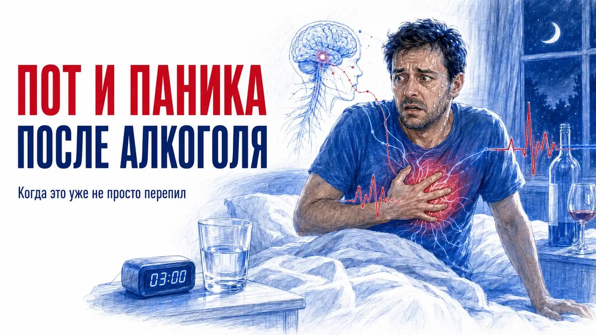 Пот и паника ночью после алкоголя: когда это уже не просто перепил