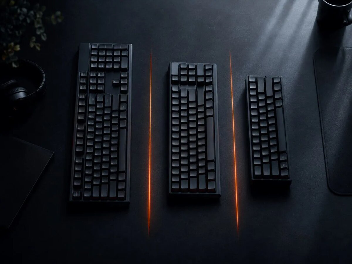    Полноразмерная, TKL и 60% — разница в пространстве для мыши ощутима