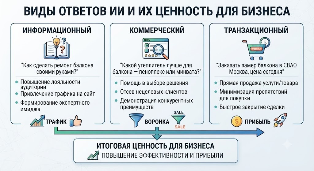 Виды ответов ИИ.