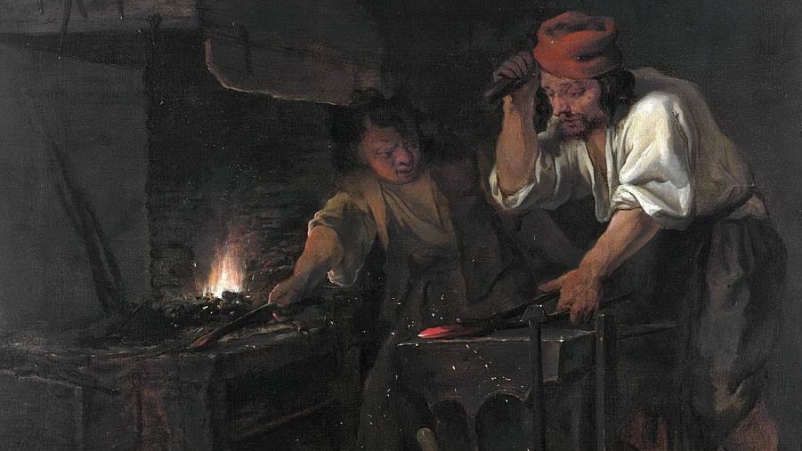     Габриель Метсю. Кузнец-оружейник. (фрагмент) 1650–1660