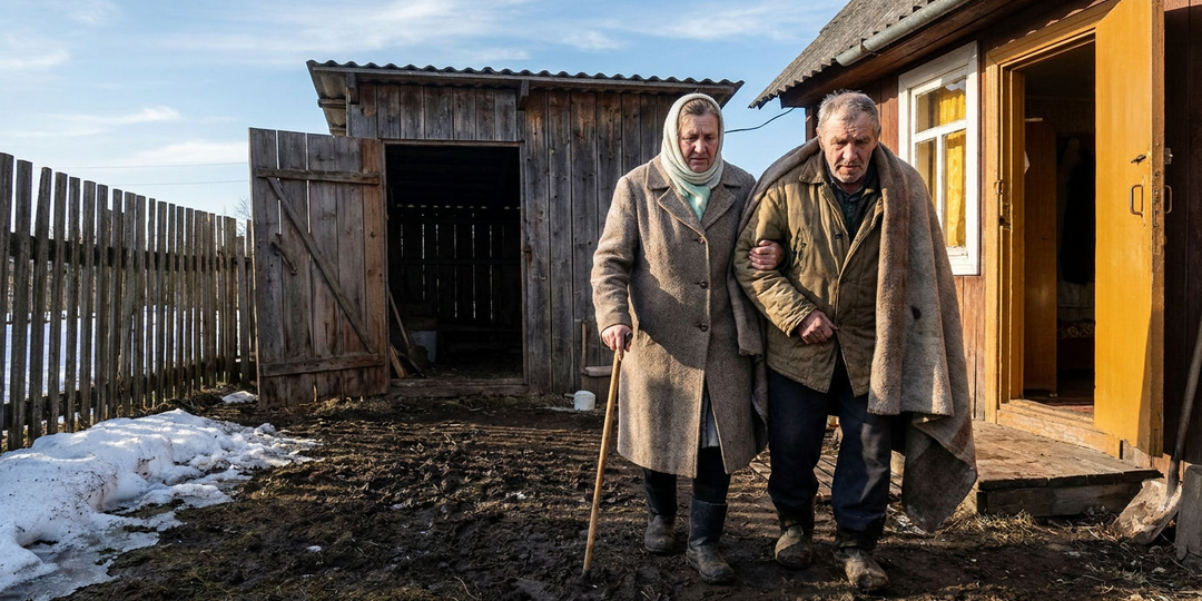 Муж и жена. Живут в десяти шагах друг от друга. Она в доме, он в сарае. И ни разу за пять лет не заговорили. Но она носит ему щи