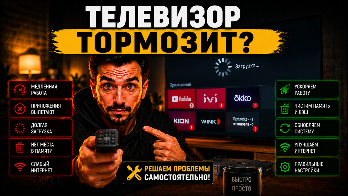 Телевизор работает медленно и приложения вылетают — как исправить проблему самостоятельно.