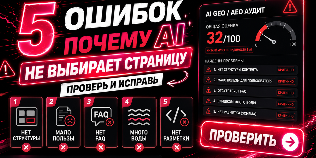 5 ошибок, из-за которых AI может не выбрать вашу страницу в ответах