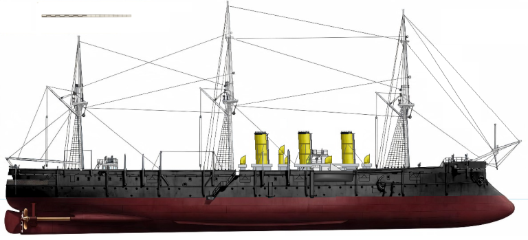 Полуброненосный фрегат «Память Азова» в 1891 г.