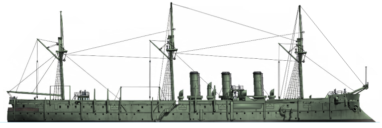 Броненосный крейсер «Память Азова» в Чифу, 1895 г.
