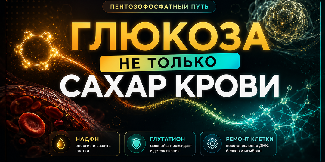 Глюкоза нужна не только для сахара крови: пентозофосфатный путь, НАДФН и клеточный ремонт