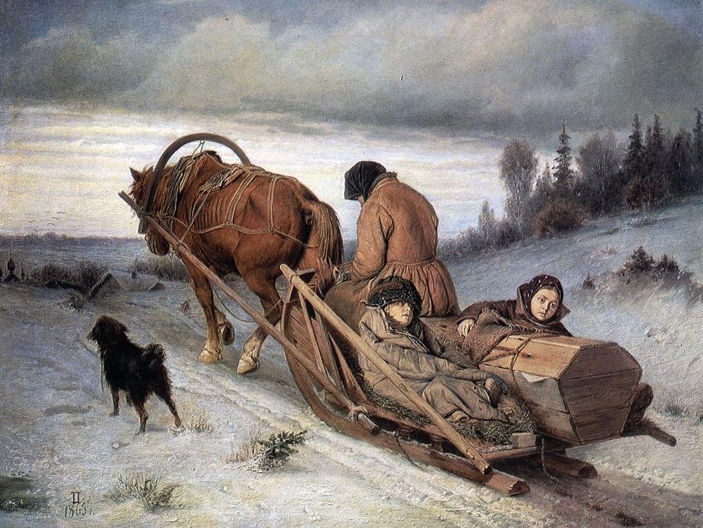Василий Перов. Проводы покойника. 1865. Государственная Третьяковская галерея, Москва