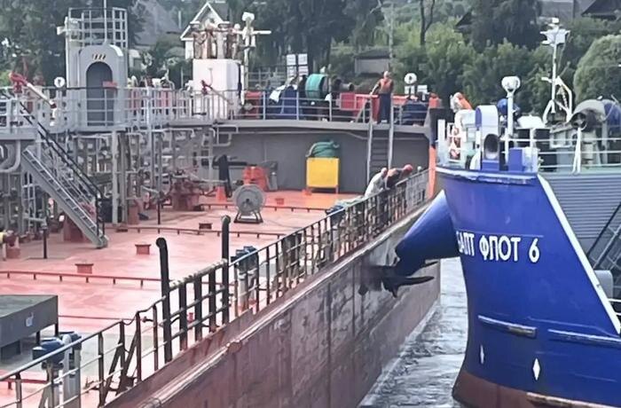 Место столкновения теплоходов в Нижегородской области. Обложка © Telegram / Приволжская транспортная прокуратура
