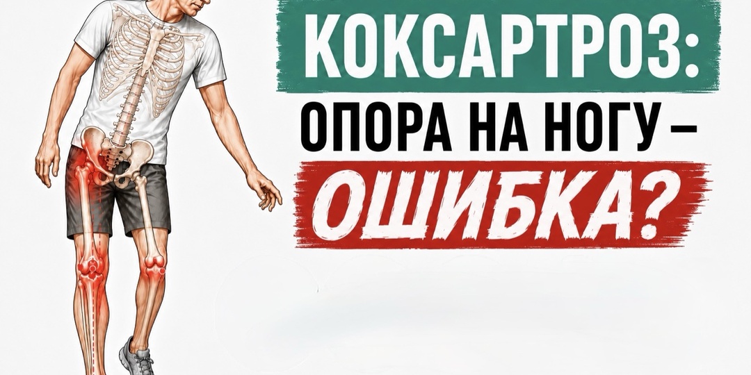 Ходьба с коксартрозом: Опора на слабую ногу — ошибка, которая разрушает сустав?