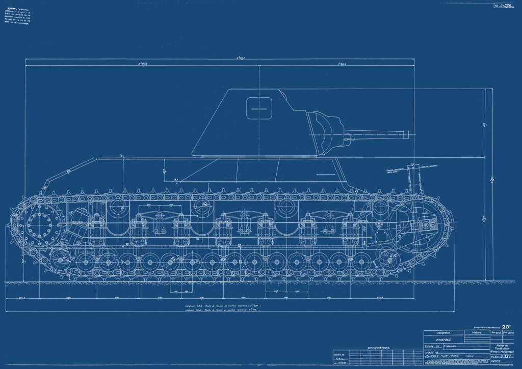 Чертежи танка АМХ 38 от 1939 года. Изображение в свободном доступе.