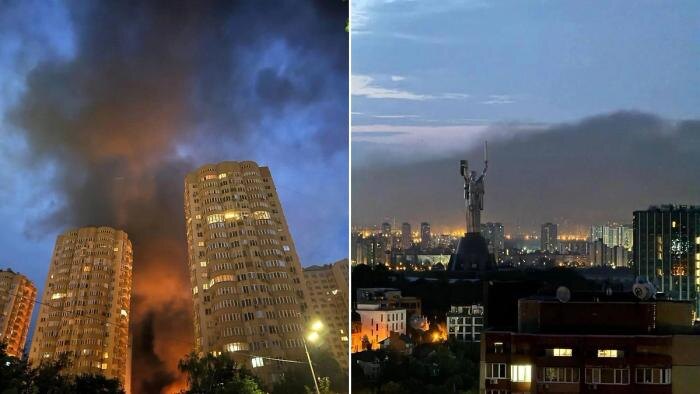 Фото разрушений в Киеве после массированного удара ВС РФ. Обложка © «Реальный Киев | Украина»